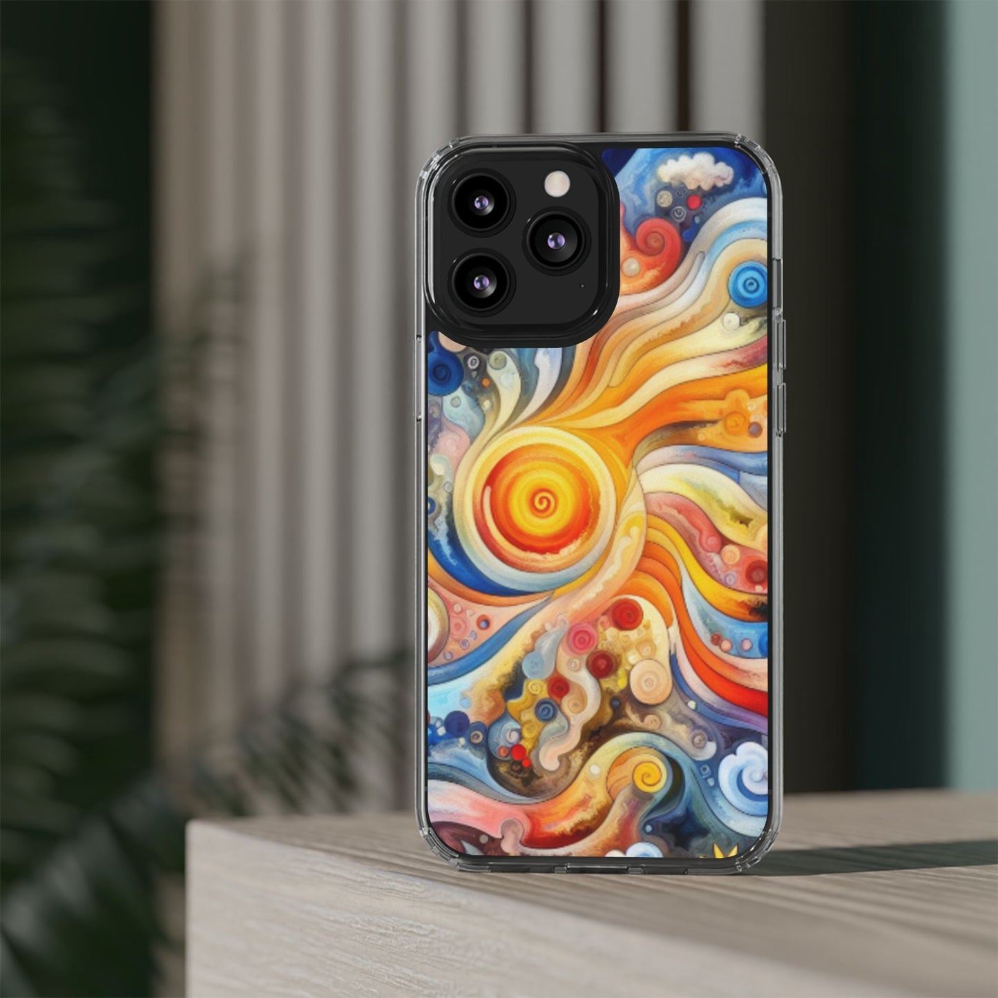 Colorful Abstract Swirl Clear Phone Case