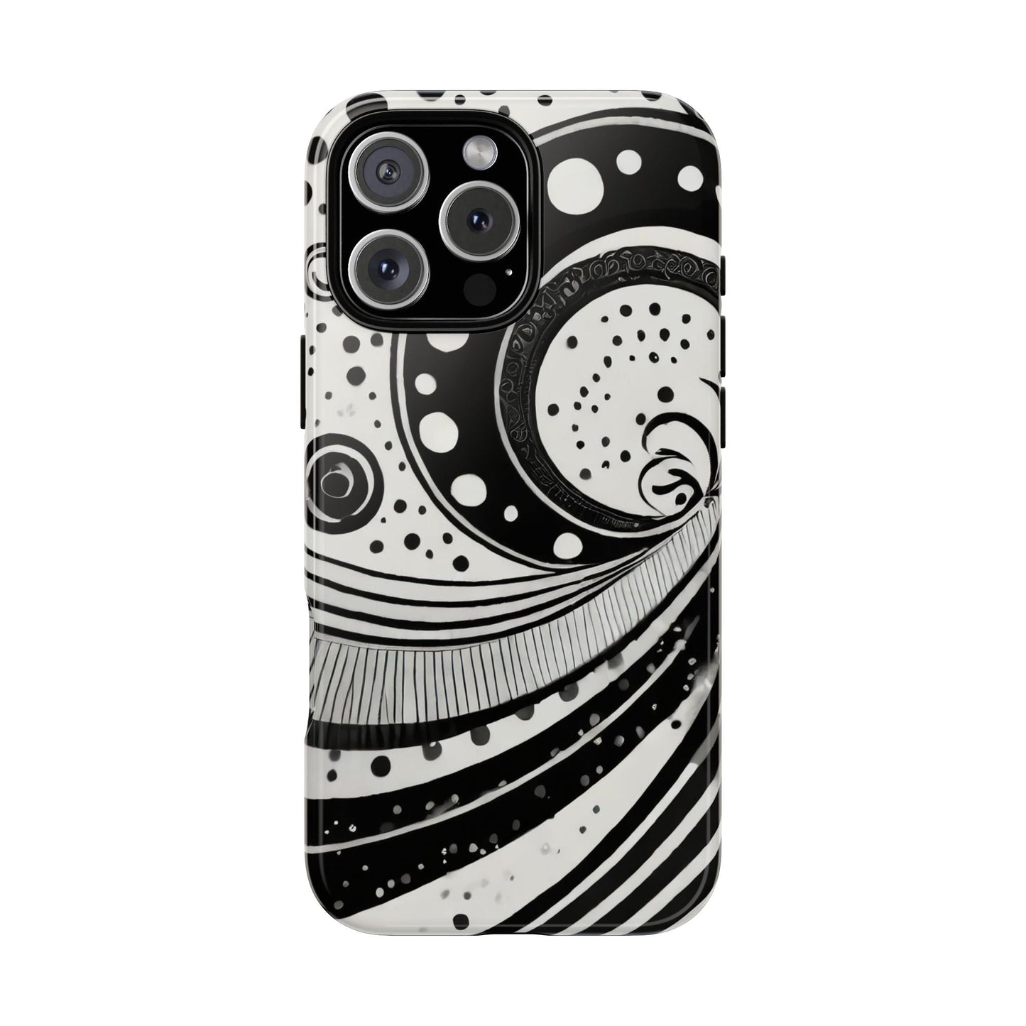 Artistic Black & White Swirl Tough Phone Case