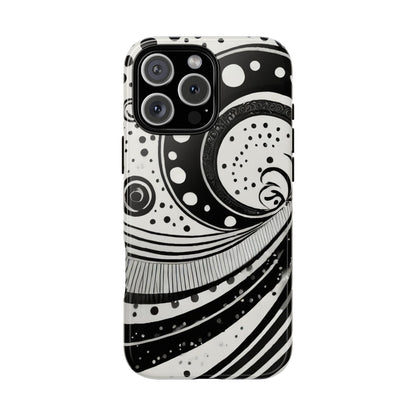 Artistic Black & White Swirl Tough Phone Case
