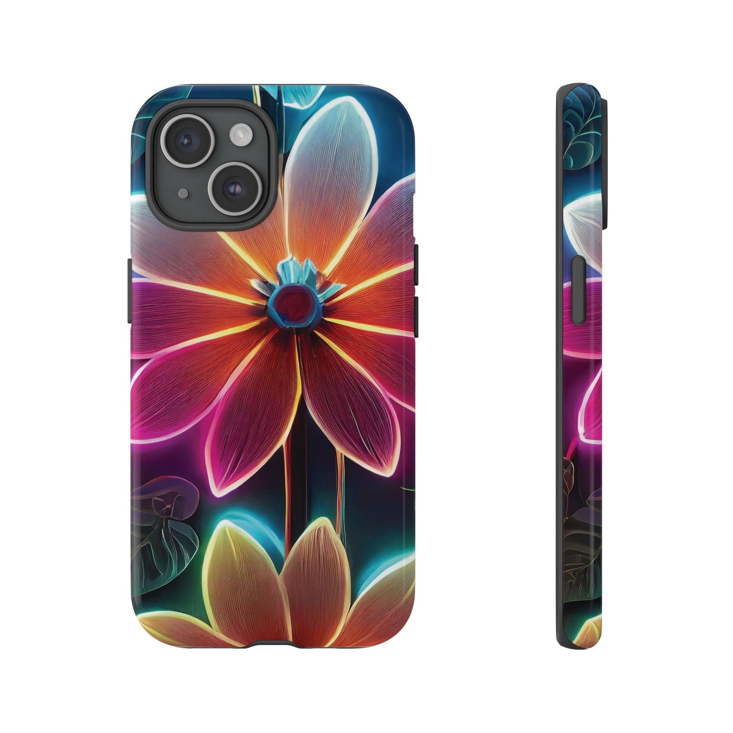 Vibrant Neon Flowers Tough Phone Case