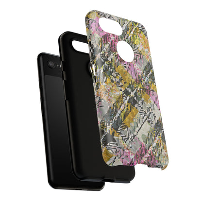 Purple Plaid Floral Artistic Tough Phone Case