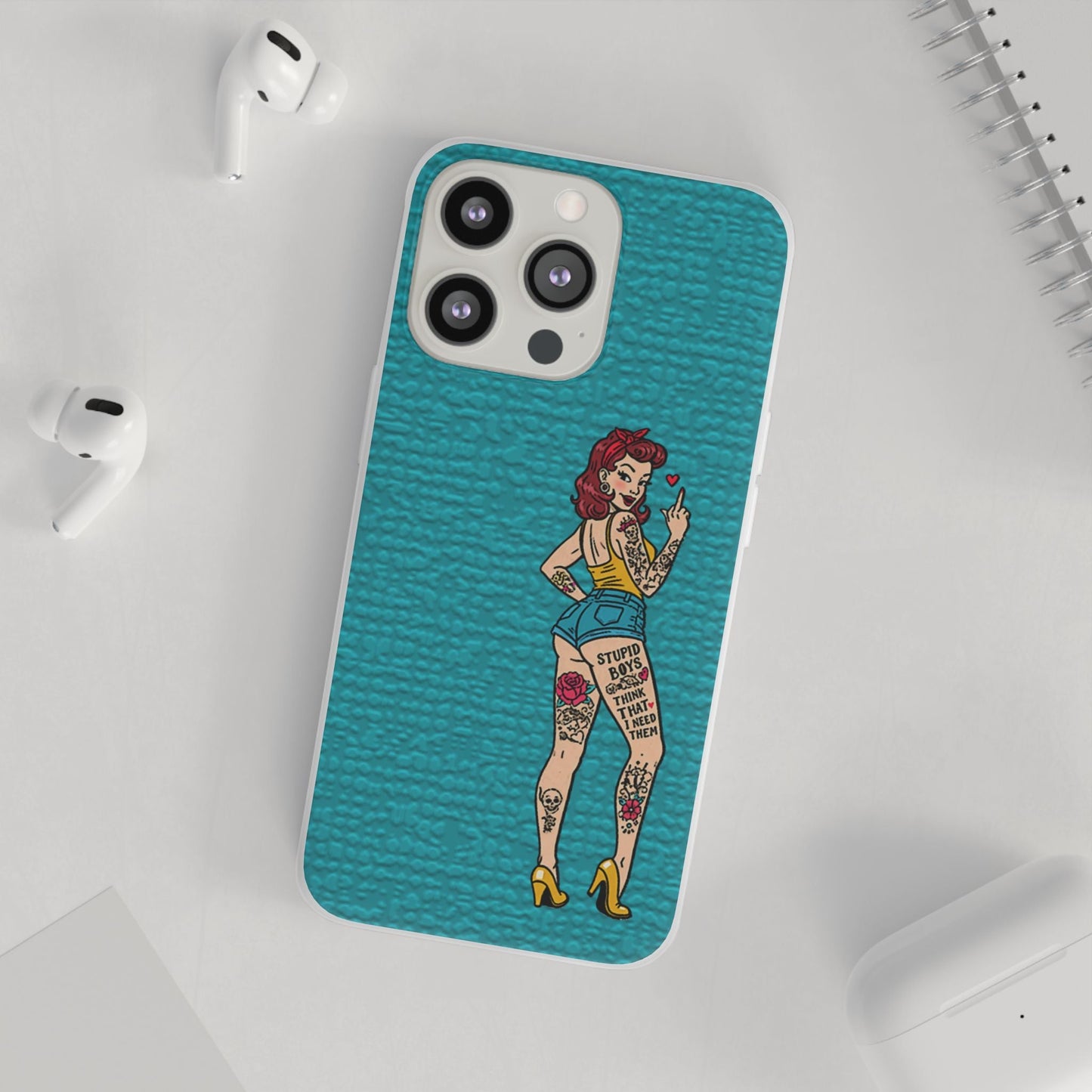 Sassy Pin-Up Stupid Boys Teal Flexi Phone Case