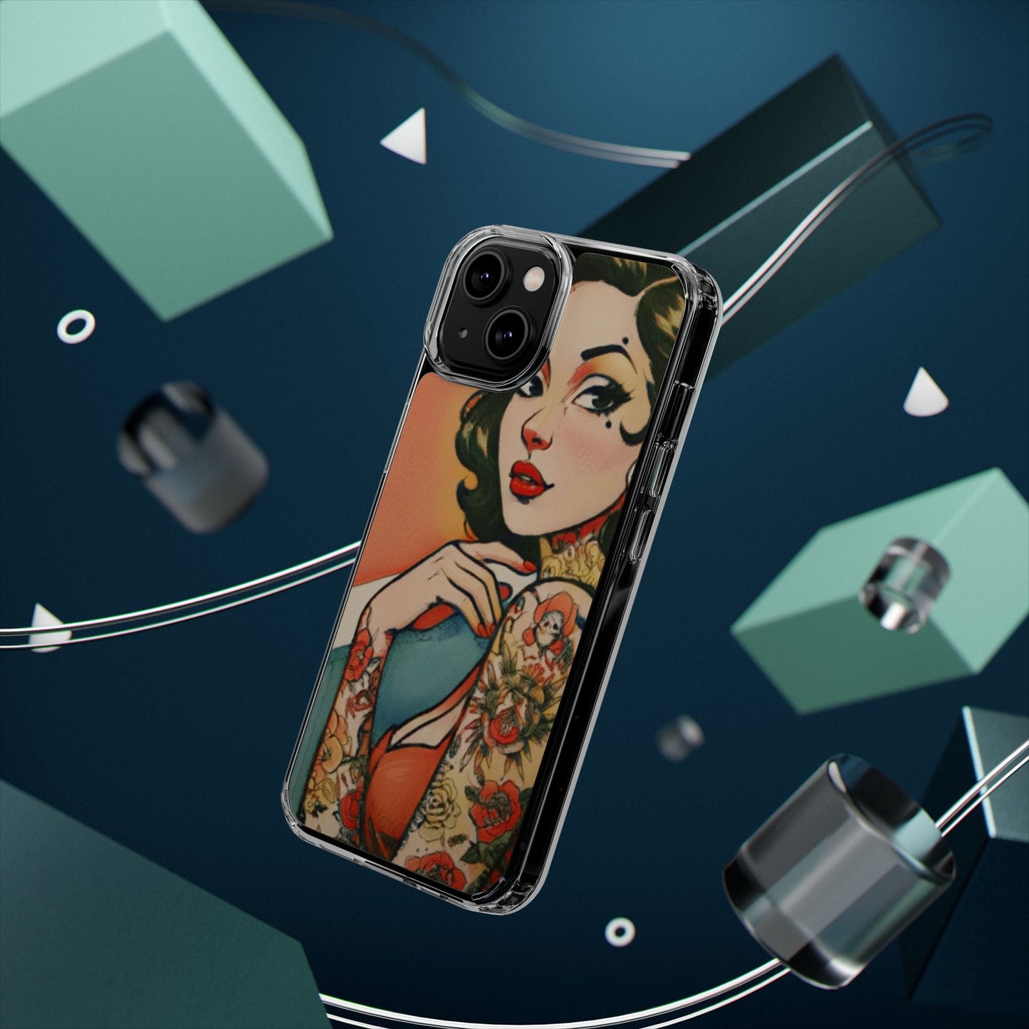 Retro Pin Up Clear Phone Case