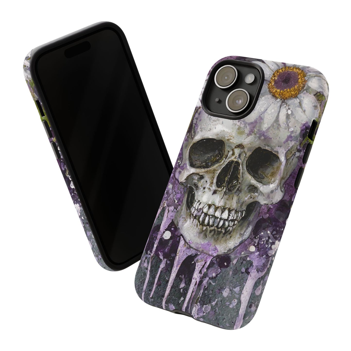 Plum Skull and Daisy Tough Phone Case