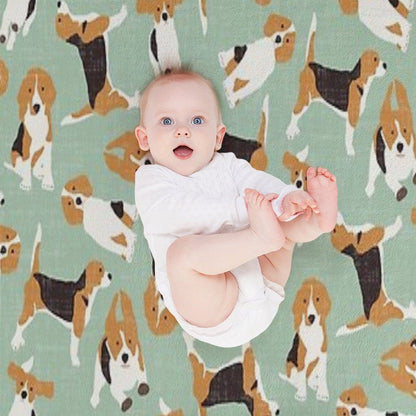 Beagle Scatter Mint Throw Blanket