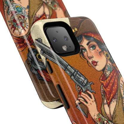 Vintage Western Tough Phone Case with Outlaw Design