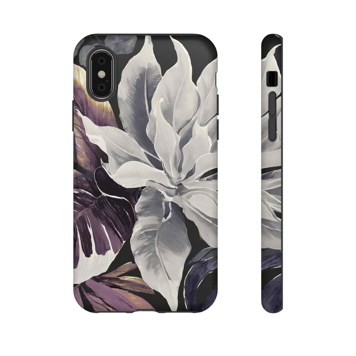 White & Plum Floral Tough Phone Case