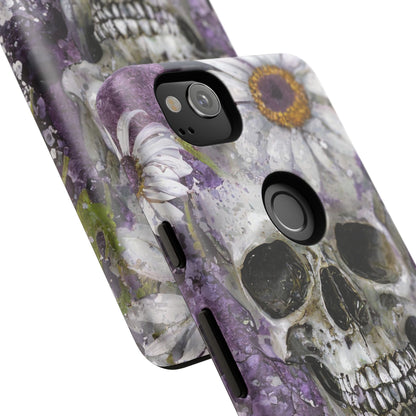 Plum Skull and Daisy Tough Phone Case