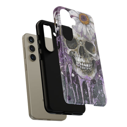 Plum Skull and Daisy Tough Phone Case