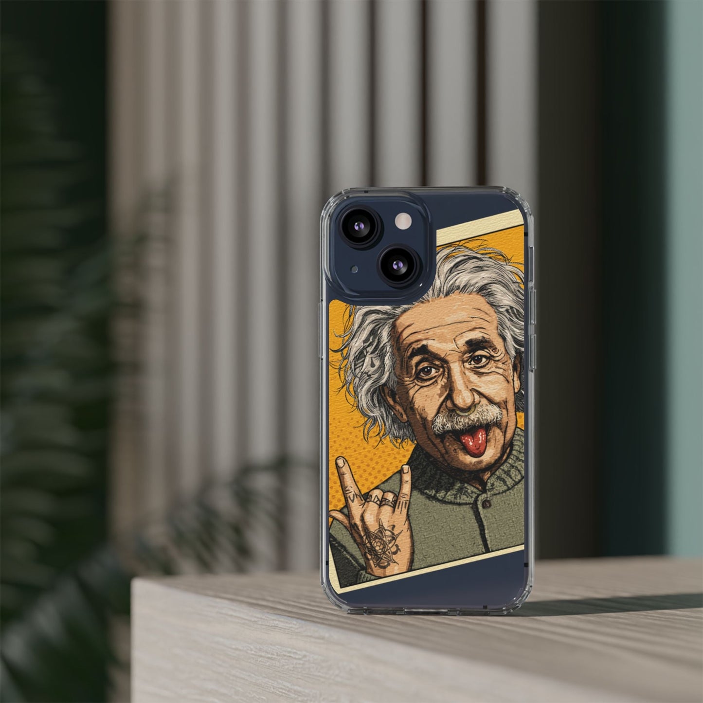 Edgy Einstein Clear Phone Cases