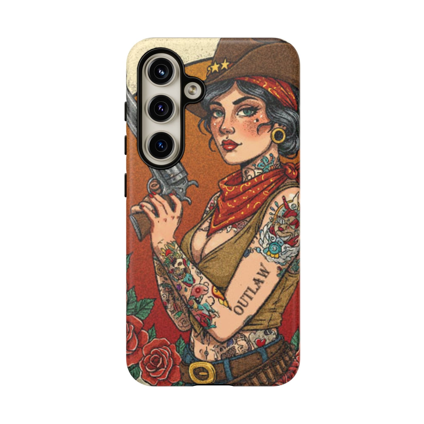 Vintage Western Tough Phone Case with Outlaw Design