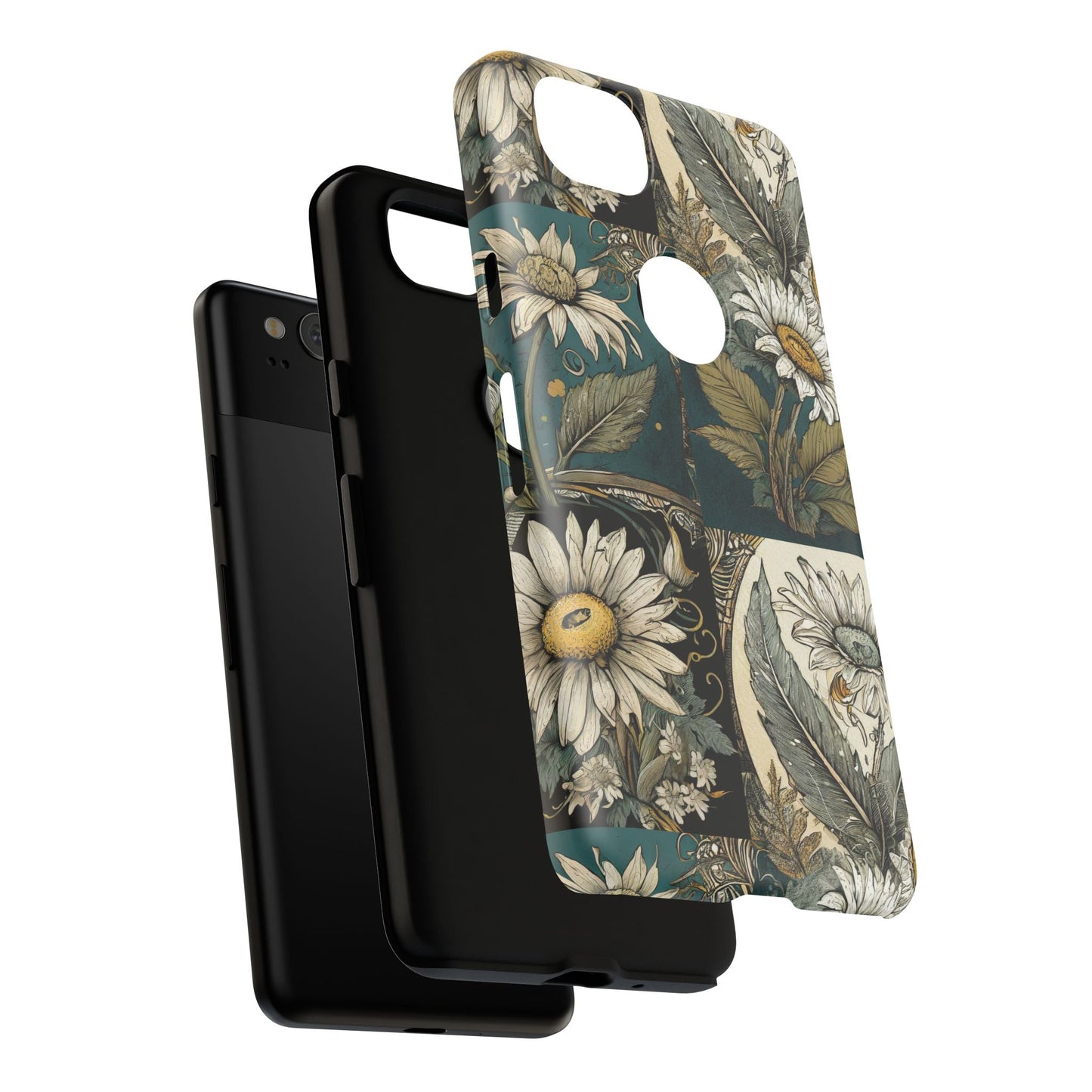 Abstract Teal Daisy Tough Phone Case