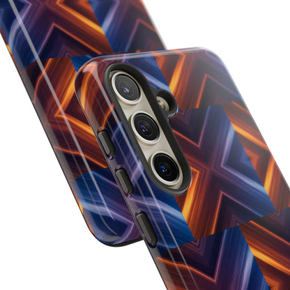 Stylish Tough Phone Case With Blue & Orange Abstract Design