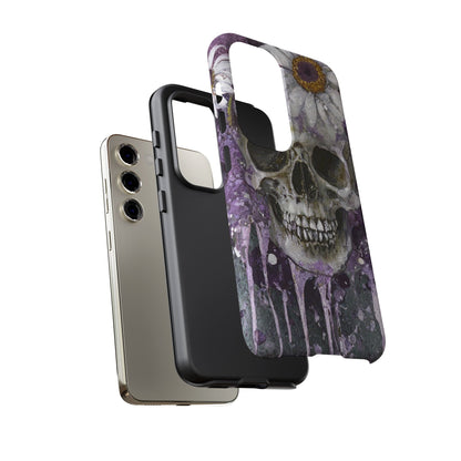 Plum Skull and Daisy Tough Phone Case