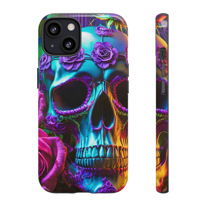 Neon Skull and Roses Vibrant Tough Phone Case