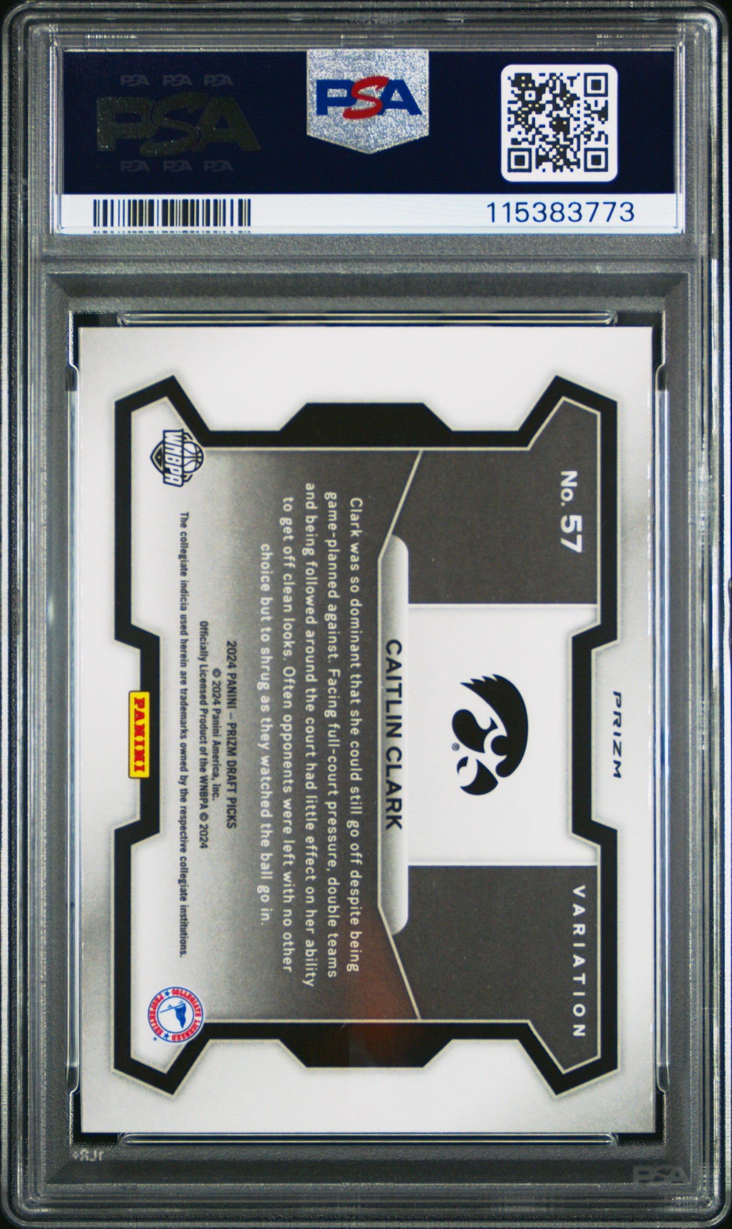 Graded 2024 Panini Prizm Draft Picks Caitlin Clark #57 Variation Red Ice Rookie RC Basketball Card PSA 10 Gem Mint