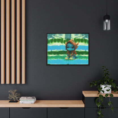 Baby Dragon Jam Aqua Matte Canvas with Black Frame
