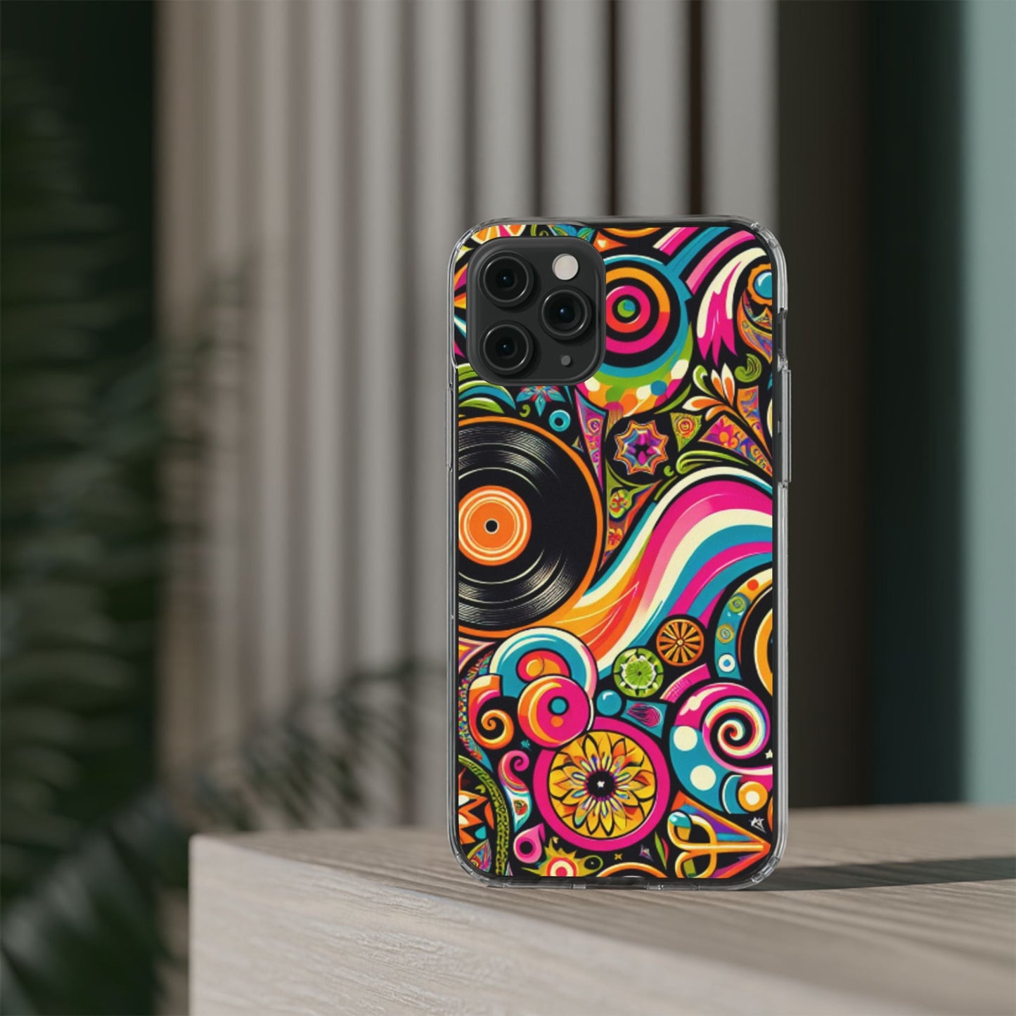 Colorful Vinyl Record Clear Phone Case