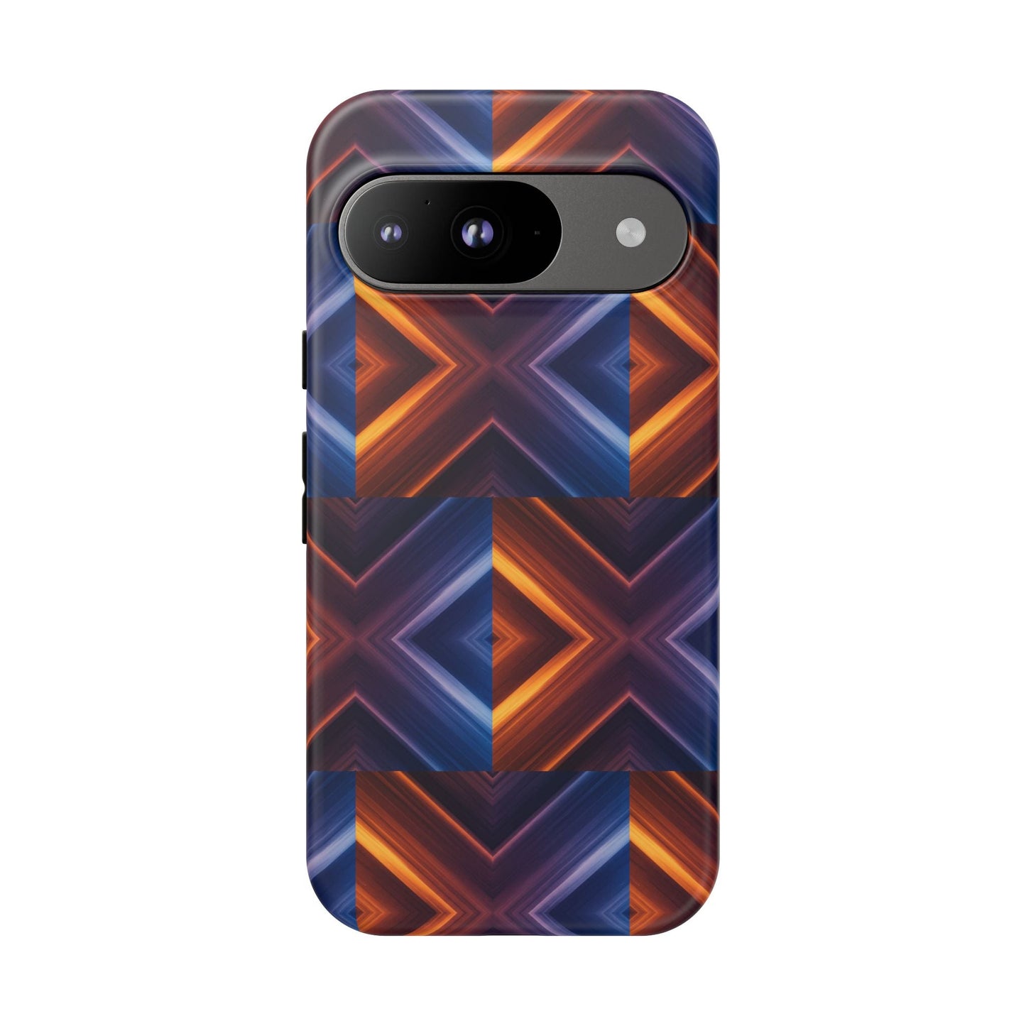 Stylish Tough Phone Case With Blue & Orange Abstract Design