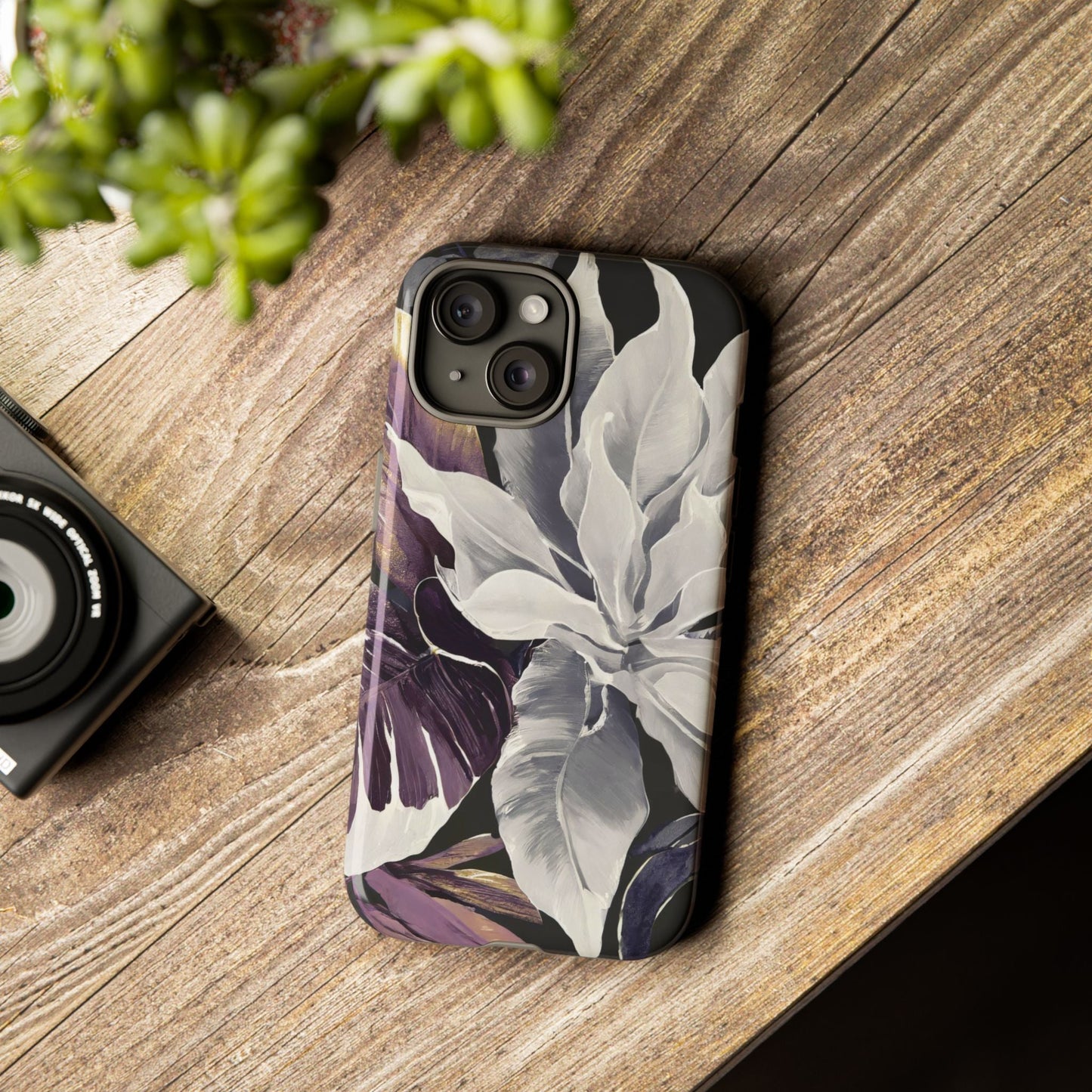 White & Plum Floral Tough Phone Case