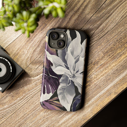White & Plum Floral Tough Phone Case