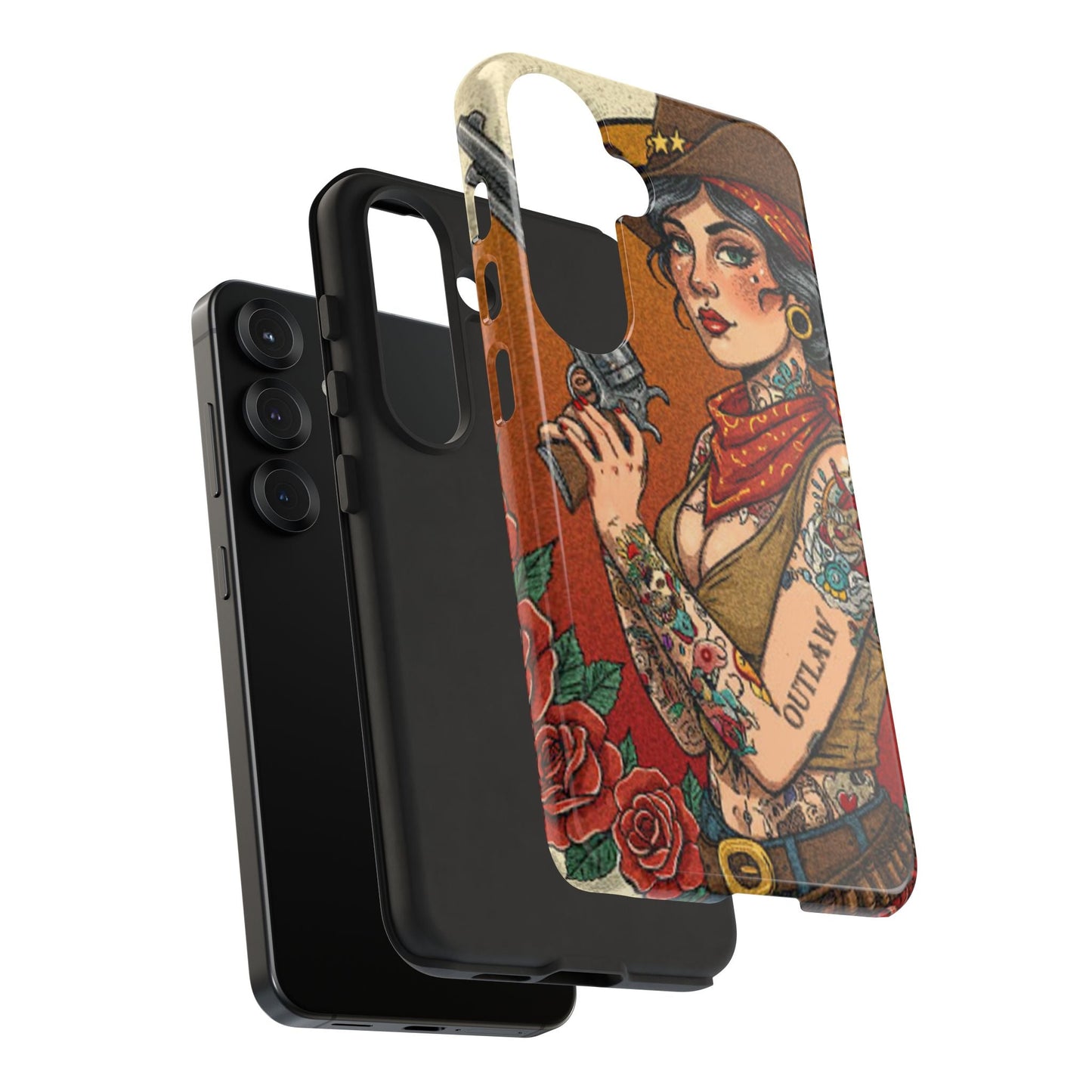 Vintage Western Tough Phone Case with Outlaw Design