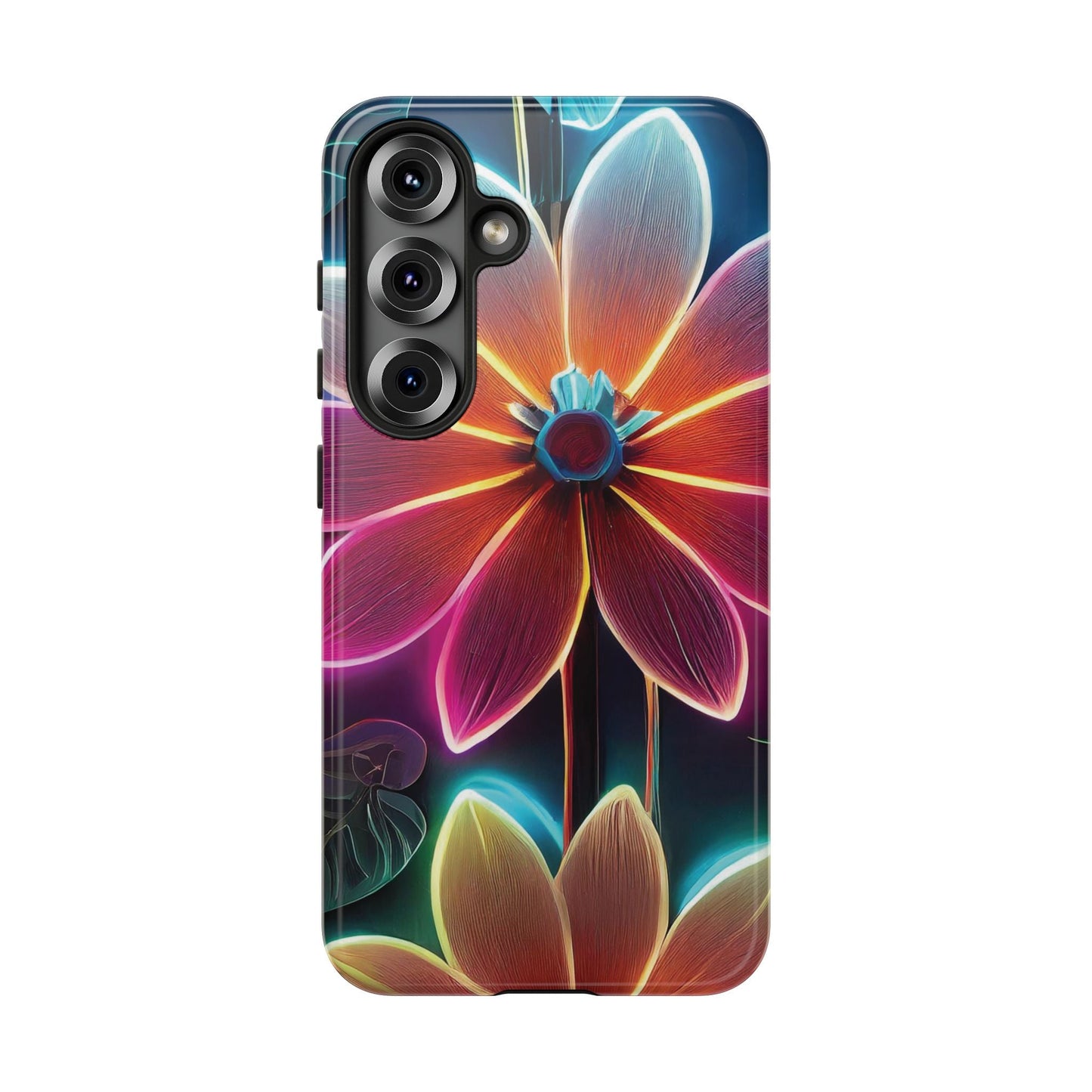 Vibrant Neon Flowers Tough Phone Case