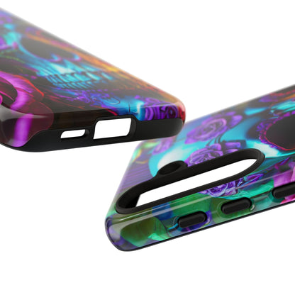 Neon Skull and Roses Vibrant Tough Phone Case