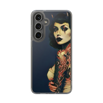 Gothic Devilish Tattooed Beauty Clear Phone Case