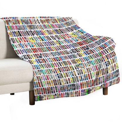 Vintage Skateboard Print Throw Blanket