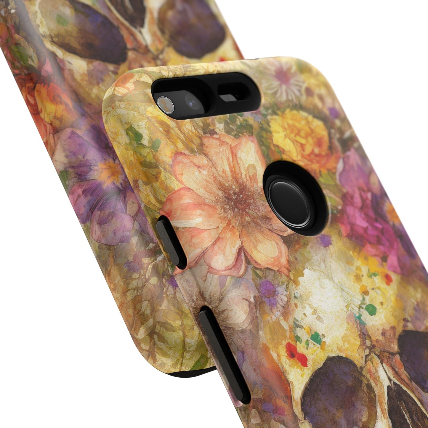Unique Floral Skull Tough Phone Case