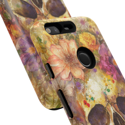 Unique Floral Skull Tough Phone Case