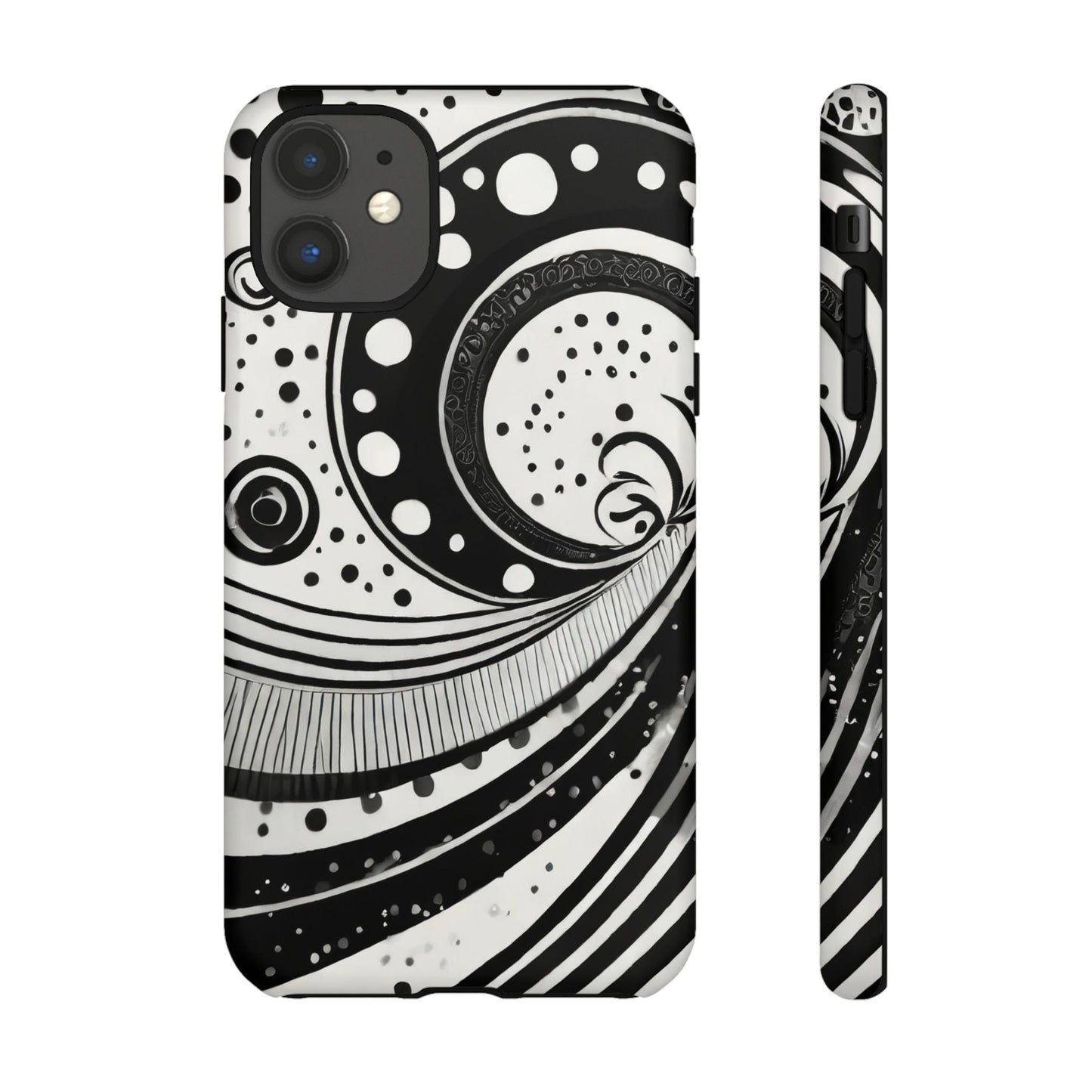 Artistic Black & White Swirl Tough Phone Case