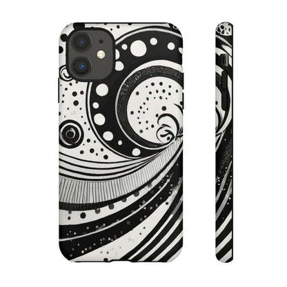 Artistic Black & White Swirl Tough Phone Case