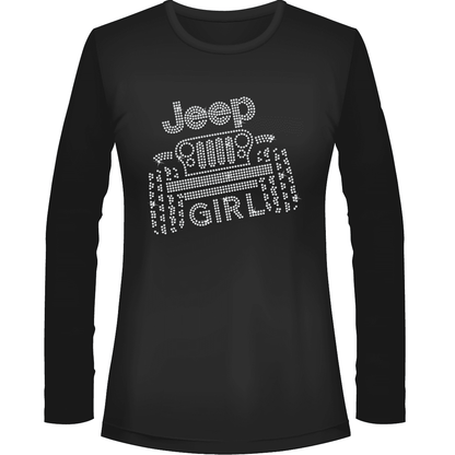 Jeeper Girl Rhinestone Tee Black, Short or Long  Sleeve 1