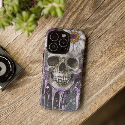 Plum Skull and Daisy Tough Phone Case