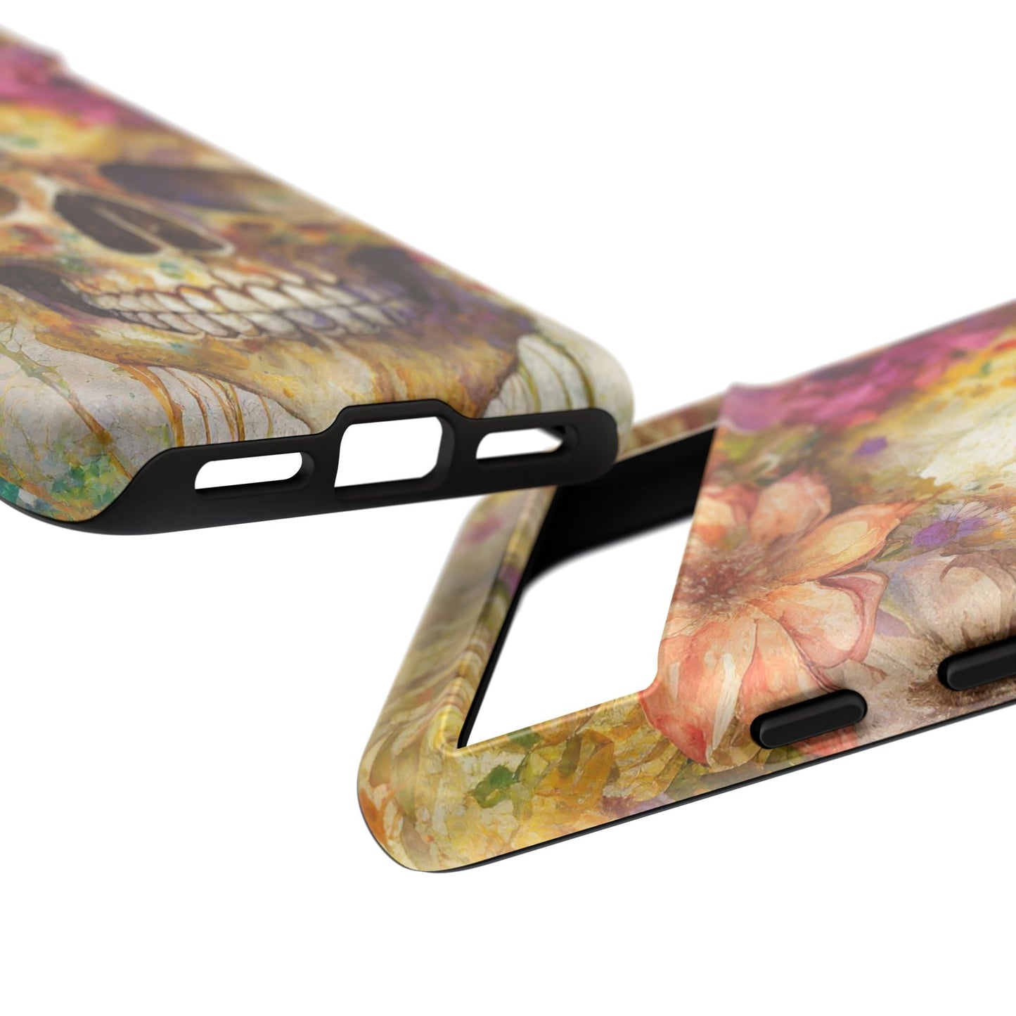 Unique Floral Skull Tough Phone Case