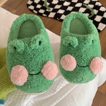 Rosy-Cheeked Frog Plush House Slippers