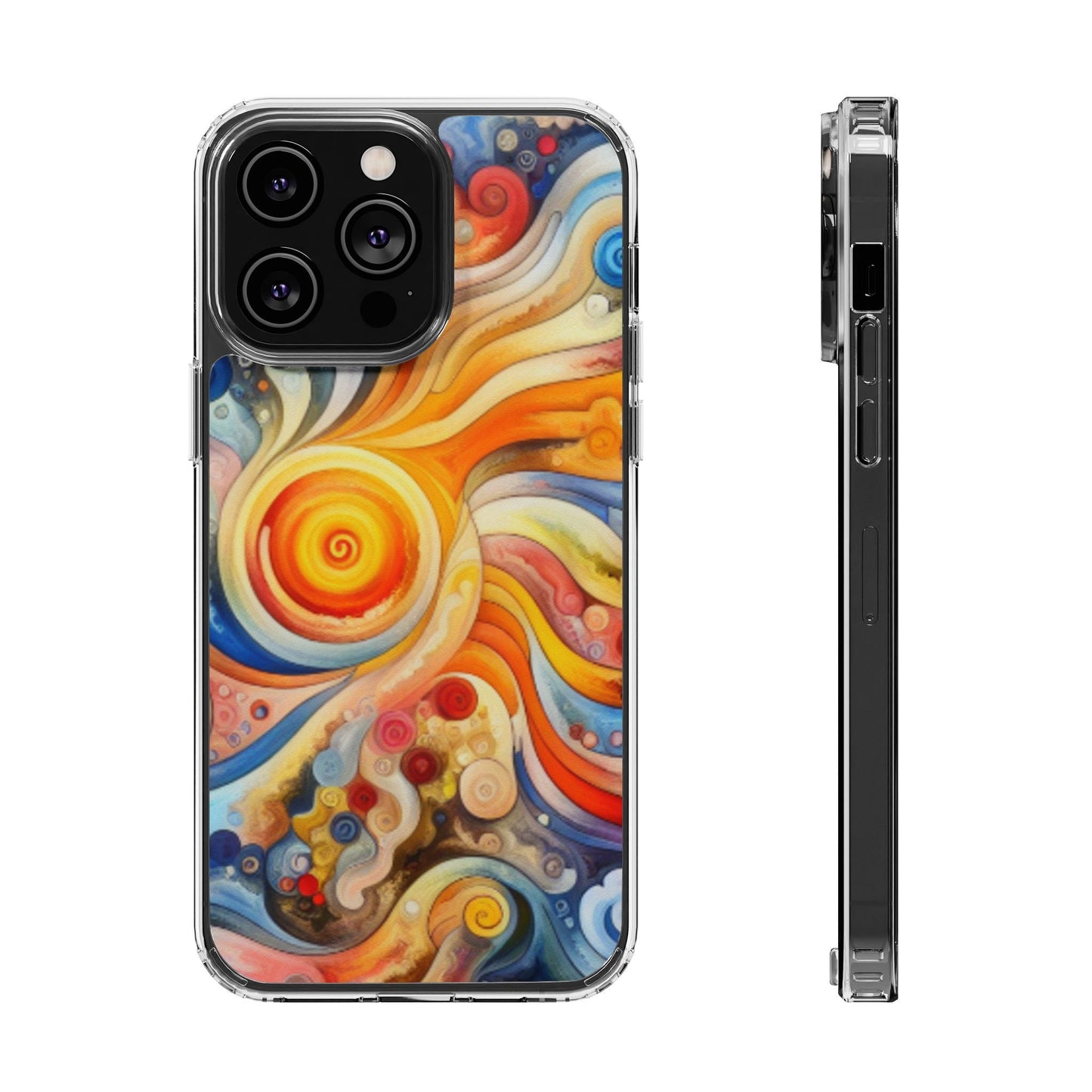 Colorful Abstract Swirl Clear Phone Case