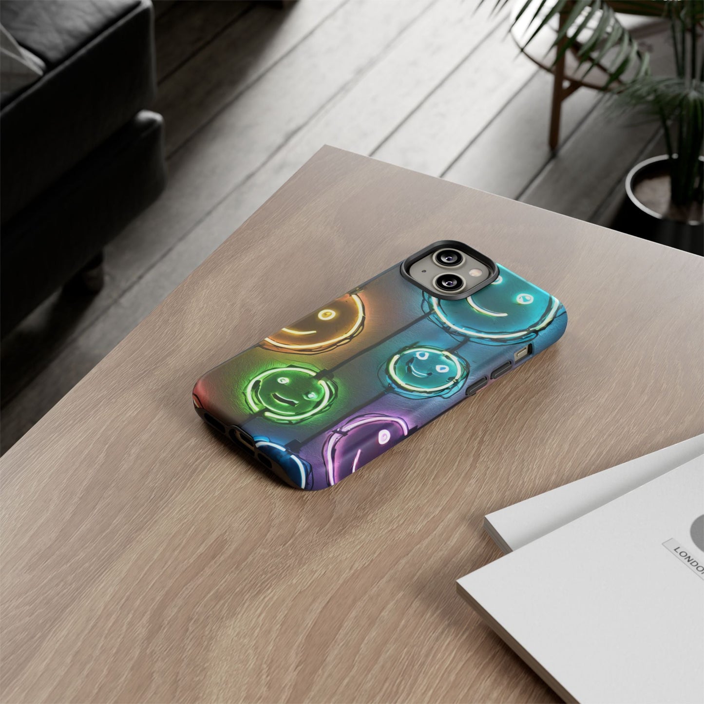 Colorful Neon Smiley Face Phone Case - Tough & Stylish Protection