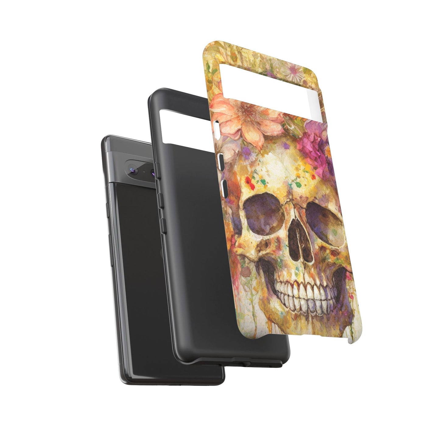Unique Floral Skull Tough Phone Case