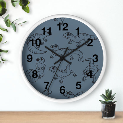 Playful Geckos 10" Wooden Wall Clock