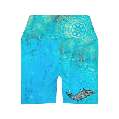 Deep Ocean High Waisted Yoga Shorts