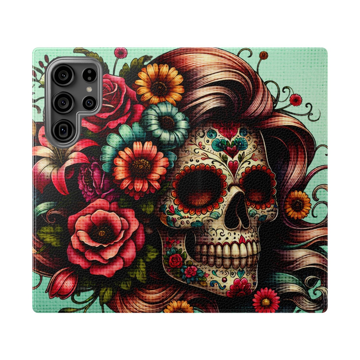 Sugar Skull Flip Wallet Phone Case