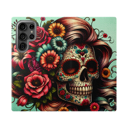 Sugar Skull Flip Wallet Phone Case
