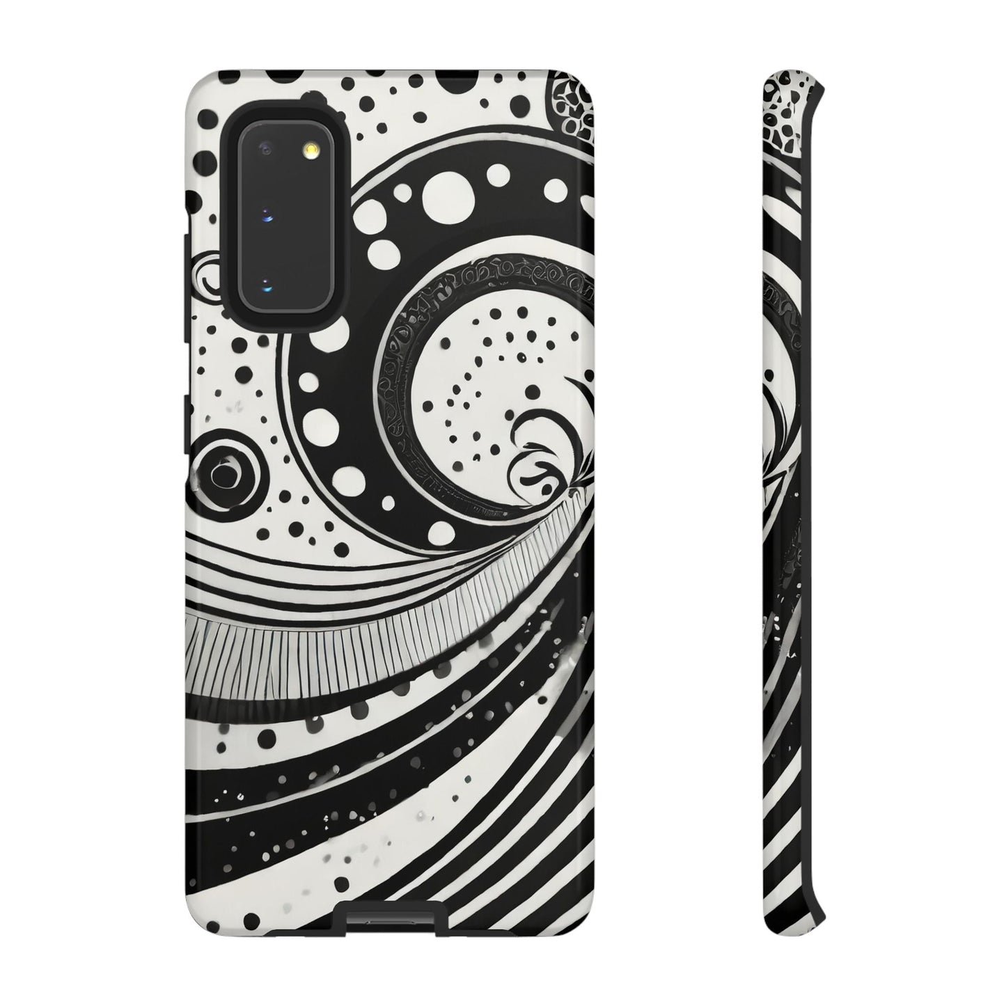 Artistic Black & White Swirl Tough Phone Case