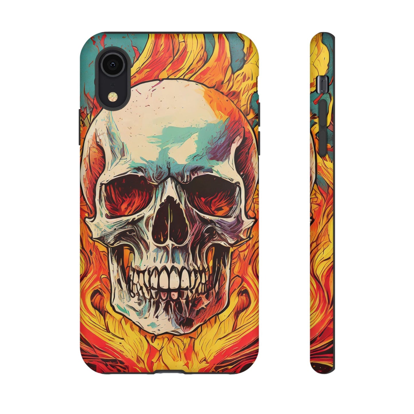Flaming Skull Tough Phone Case