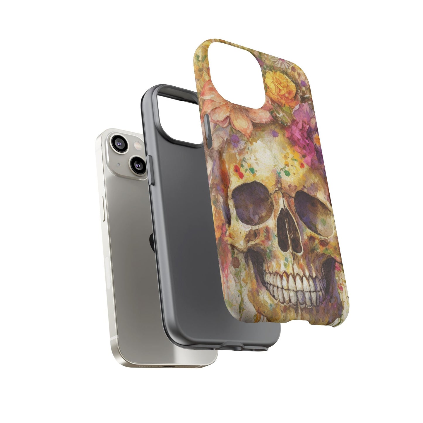 Unique Floral Skull Tough Phone Case