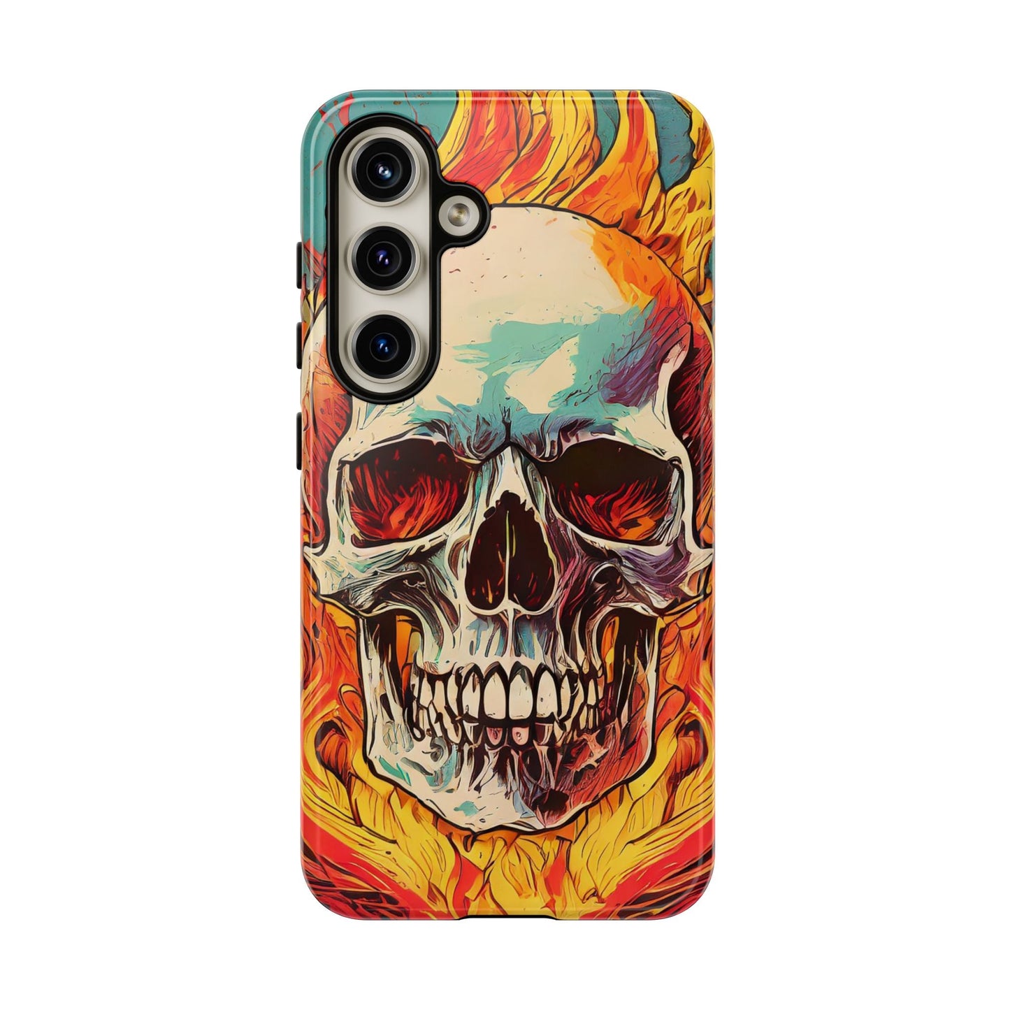 Flaming Skull Tough Phone Case