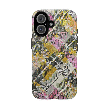 Purple Plaid Floral Artistic Tough Phone Case